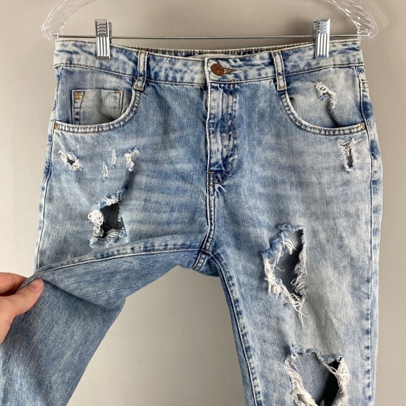 Zara Straight Leg Destroyed Jeans Size 6 - Picture 5 of 15